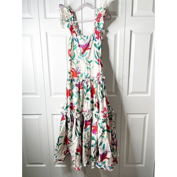 La DoubleJ Scarlett White Floral Print Ruffle Sleeve Maxi...
